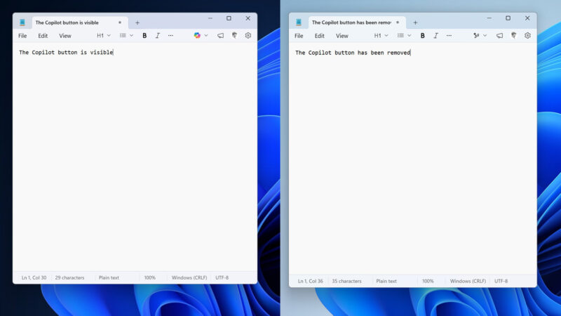 Microsoft usuwa przyciski Copilot z aplikacji Windows 11